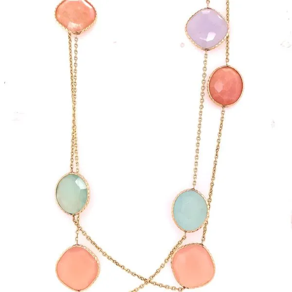 Colored Stone Necklace in 14 Karat Yellow Gold Tzfasman Jewelers Brooklyn, NY