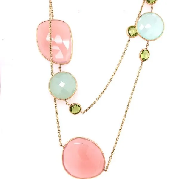 Colored Stone Necklace in 14 Karat Yellow Gold Tzfasman Jewelers Brooklyn, NY