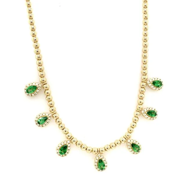 Colored Stone Necklace in 14 Karat Yellow Gold 11.49 Grams Tzfasman Jewelers Brooklyn, NY