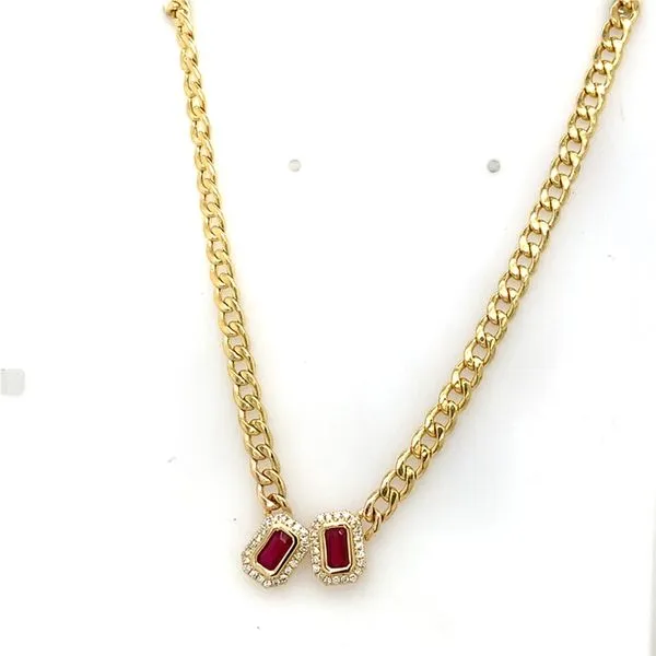 Colored Stone Necklace in 14 Karat Yellow Gold 6.94 Grams Tzfasman Jewelers Brooklyn, NY