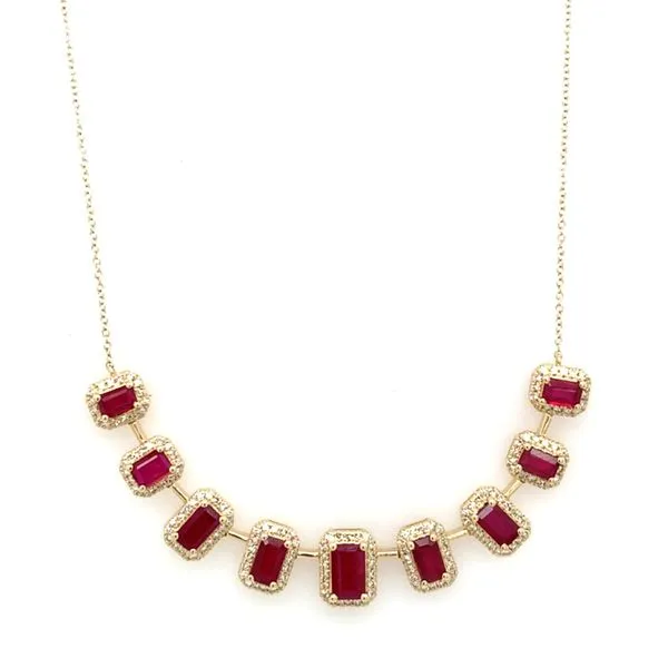 Colored Stone Necklace in 14 Karat Yellow Gold 5.88 Grams Tzfasman Jewelers Brooklyn, NY