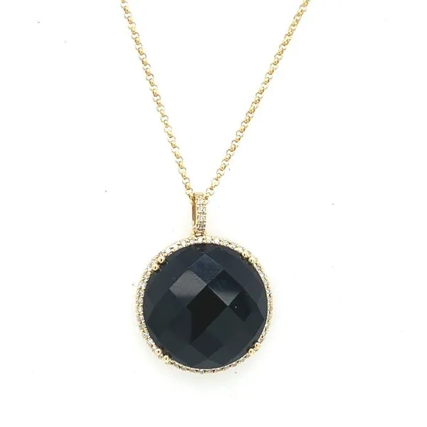 Colored Stone Necklace in 14 Karat Yellow Gold 2.89 Grams Tzfasman Jewelers Brooklyn, NY