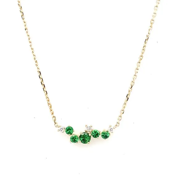 Colored Stone Necklace in 14 Karat Yellow Gold 2.54 Grams Tzfasman Jewelers Brooklyn, NY