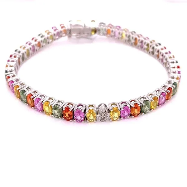 Colored Stone Bracelets in 14 Karat White Gold 12.31 Grams Tzfasman Jewelers Brooklyn, NY