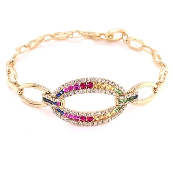Colored Stone Bracelets in 14 Karat Yellow Gold 14.16 Grams Tzfasman Jewelers Brooklyn, NY