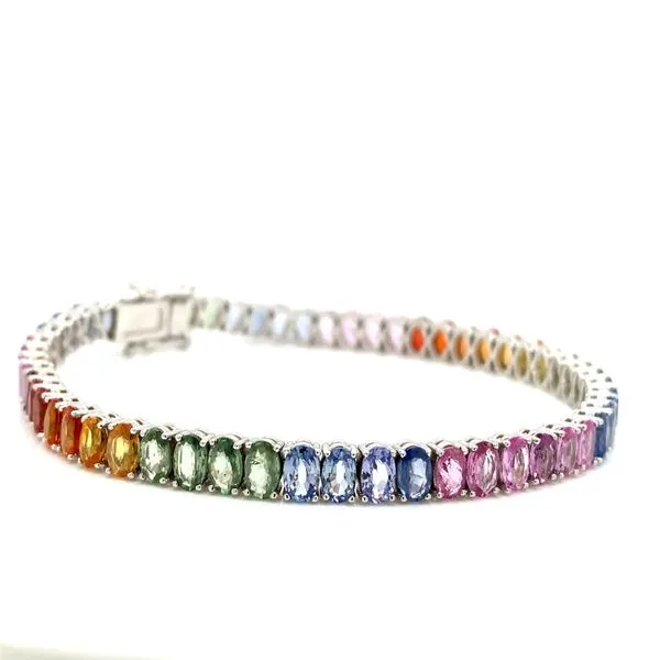 Colored Stone Bracelets in 14 Karat White Gold 11.52 Grams Image 2 Tzfasman Jewelers Brooklyn, NY