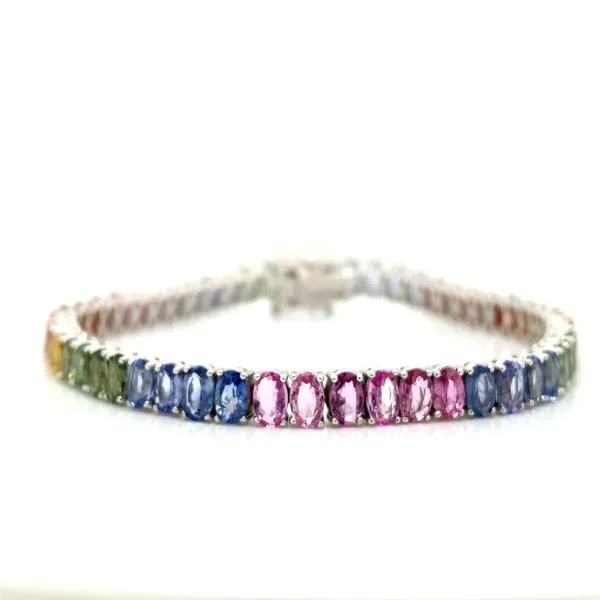 Colored Stone Bracelets in 14 Karat White Gold 11.52 Grams Tzfasman Jewelers Brooklyn, NY