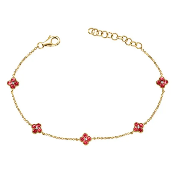 Colored Stone Bracelets in 14 Karat Yellow Gold 2.02 Grams