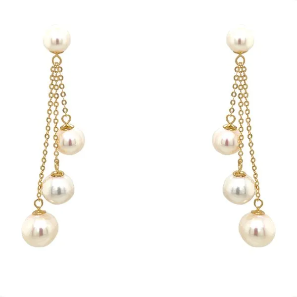 Pearl Earrings in 18 Karat Yellow Gold 0.84 Grams Tzfasman Jewelers Brooklyn, NY