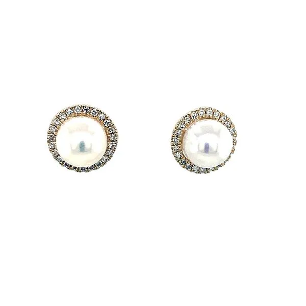 Pearl Earrings in 14 Karat Yellow Gold 1.46 Grams Tzfasman Jewelers Brooklyn, NY