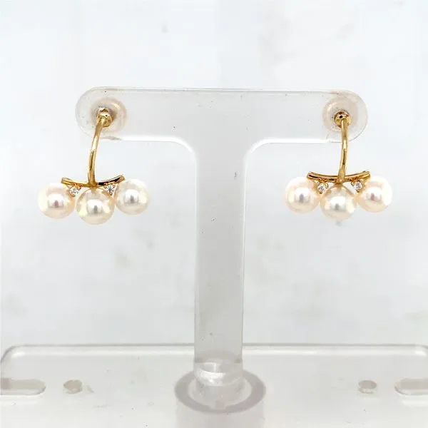 Pearl Earrings in 14 Karat Yellow Gold 1.00 Grams Tzfasman Jewelers Brooklyn, NY