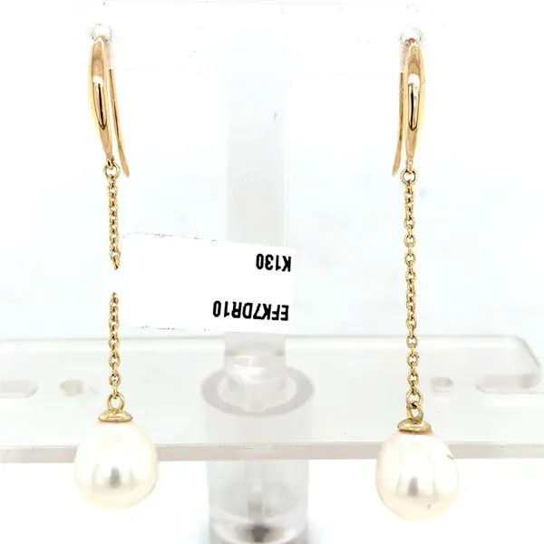 Pearl Earrings in 14 Karat Yellow Gold 1.20 Grams Tzfasman Jewelers Brooklyn, NY