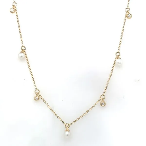 Pearl Necklace in 14 Karat Yellow Gold 1.7 Grams Tzfasman Jewelers Brooklyn, NY