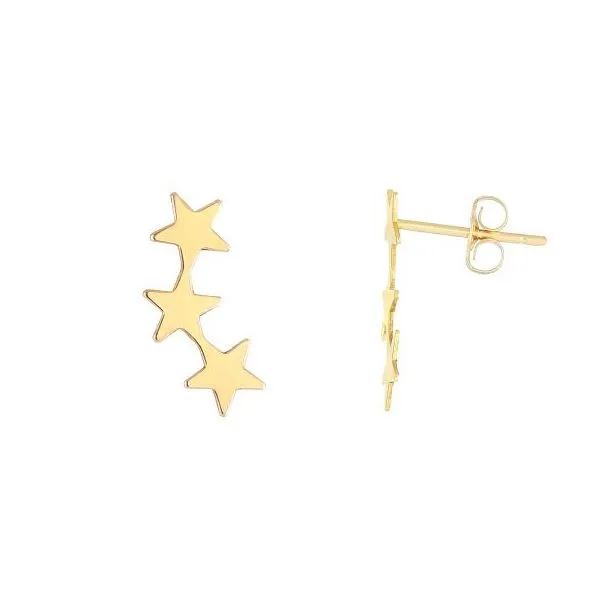 Crawler Earrings in 14 Karat Yellow Gold Tzfasman Jewelers Brooklyn, NY