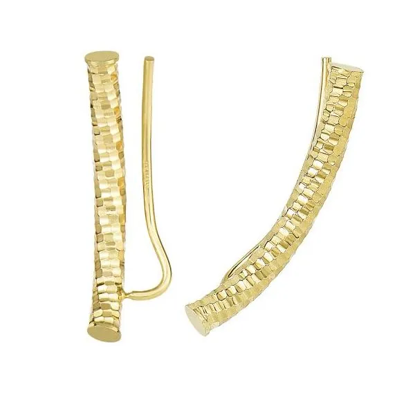 Crawler Earrings in 14 Karat Yellow Gold 1.30 Grams Tzfasman Jewelers Brooklyn, NY