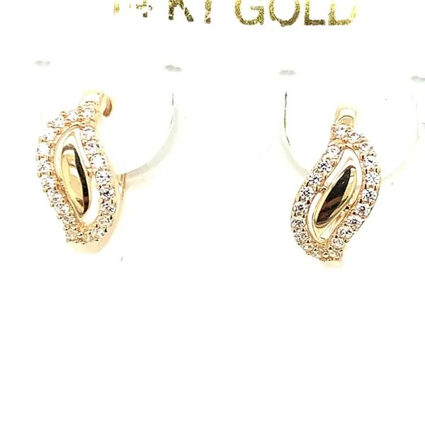 Kids Earrings in 14 Karat Yellow Gold CZ Tzfasman Jewelers Brooklyn, NY