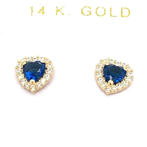 Kids Earrings in 14 Karat Yellow Gold CZ Tzfasman Jewelers Brooklyn, NY