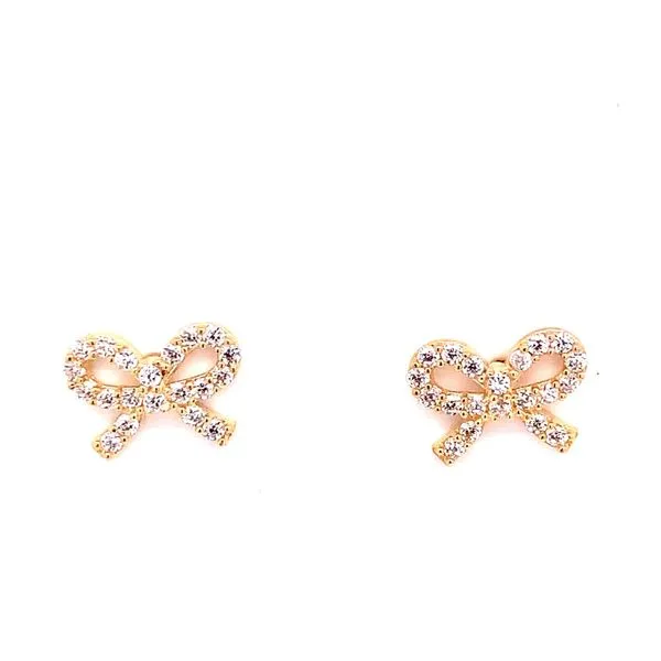 Kids Earrings in 14 Karat Yellow Gold CZ Tzfasman Jewelers Brooklyn, NY