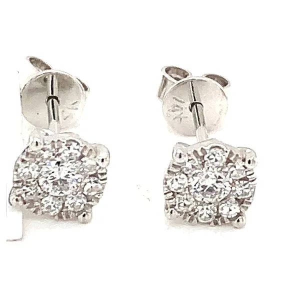 Diamond Studs in 14 Karat White Gold Tzfasman Jewelers Brooklyn, NY