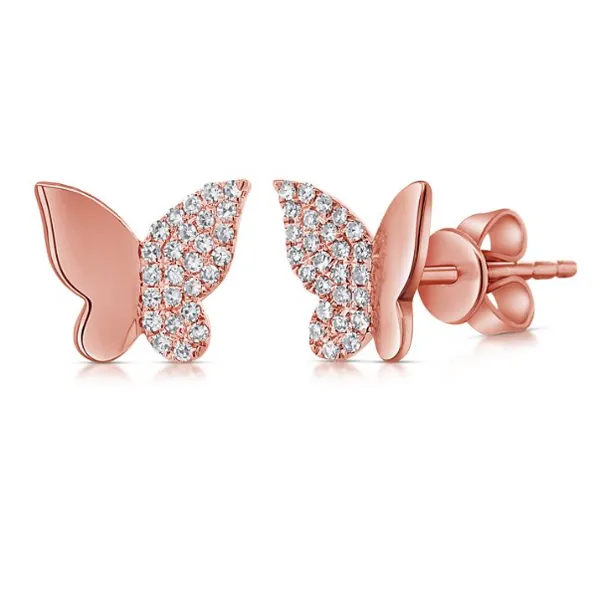 Diamond Studs in 14 Karat Rose Gold 1.45 Grams Tzfasman Jewelers Brooklyn, NY