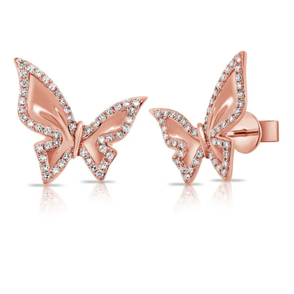 Diamond Studs in 14 Karat Rose Gold 2.05 Grams Tzfasman Jewelers Brooklyn, NY