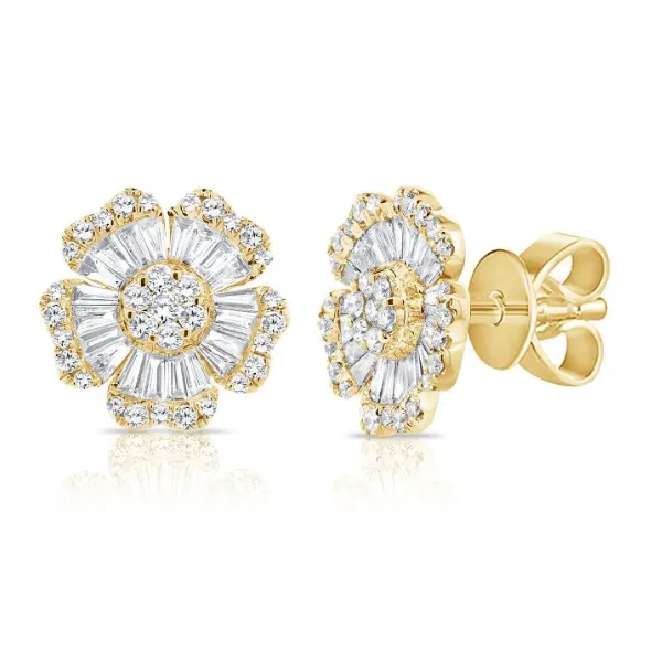 Diamond Studs in 14 Karat Yellow Gold 4.84 Grams Tzfasman Jewelers Brooklyn, NY