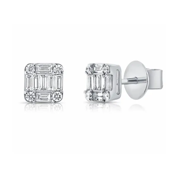 Diamond Studs in 14 Karat White Gold 2.94 Grams Tzfasman Jewelers Brooklyn, NY