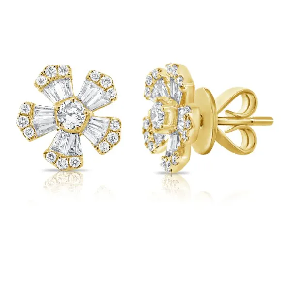 Diamond Studs in 14 Karat Yellow Gold 2.74 Grams Tzfasman Jewelers Brooklyn, NY
