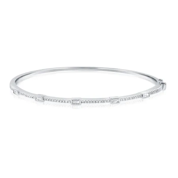 Diamond Bangles in 14 Karat White Gold Tzfasman Jewelers Brooklyn, NY
