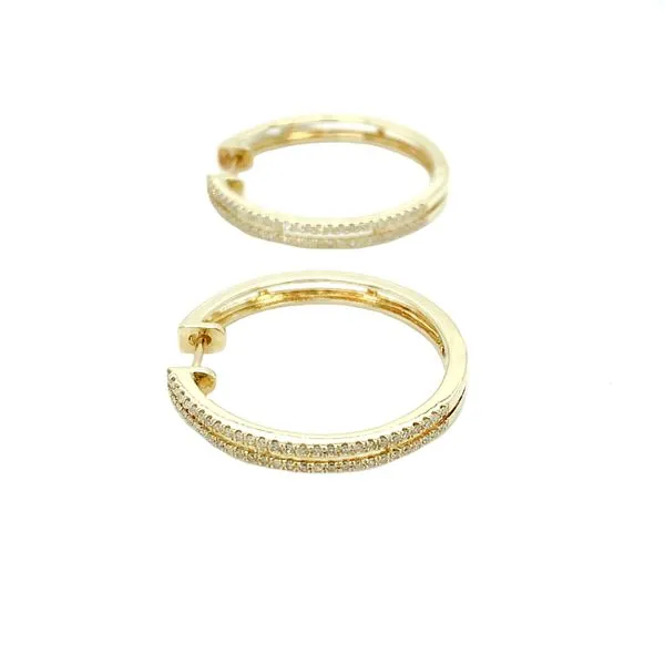 Diamond Hoops  <br>14 Karat Yellow Gold  <br>Diamonds : 112 Round 0.29 CT <br>Weight: 5.23 Grams Tzfasman Jewelers Brooklyn, NY