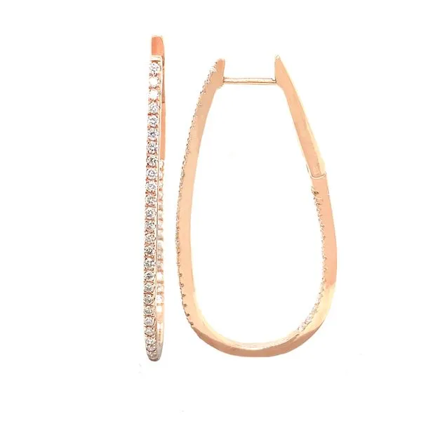 Diamond Hoops in 14 Karat Rose Gold Tzfasman Jewelers Brooklyn, NY