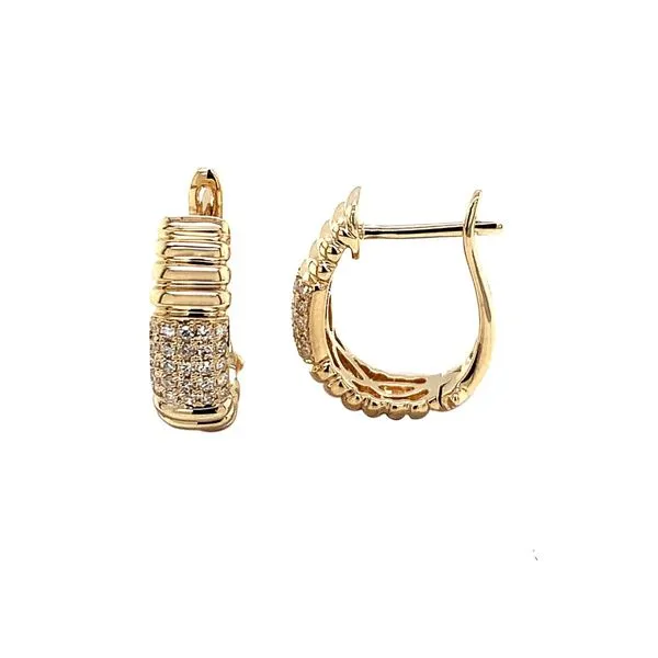 Diamond Hoops in 14 Karat Yellow Gold Tzfasman Jewelers Brooklyn, NY
