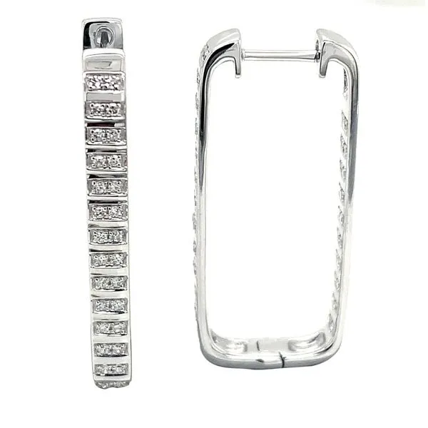 Diamond Hoops in 14 Karat White Gold Tzfasman Jewelers Brooklyn, NY