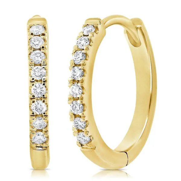 Diamond Hoops in 14 Karat Yellow Gold Tzfasman Jewelers Brooklyn, NY