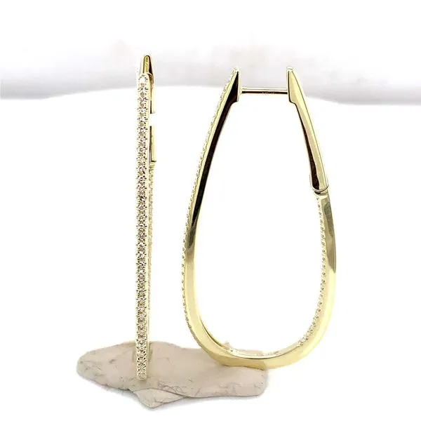 Diamond Hoops in 14 Karat Yellow Gold Tzfasman Jewelers Brooklyn, NY