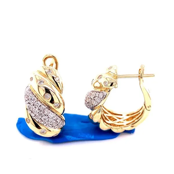 Diamond Hoops in 14 Karat Yellow Gold Tzfasman Jewelers Brooklyn, NY