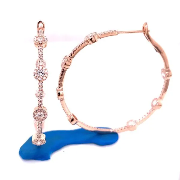 Diamond Hoops in 14 Karat Rose Gold Tzfasman Jewelers Brooklyn, NY