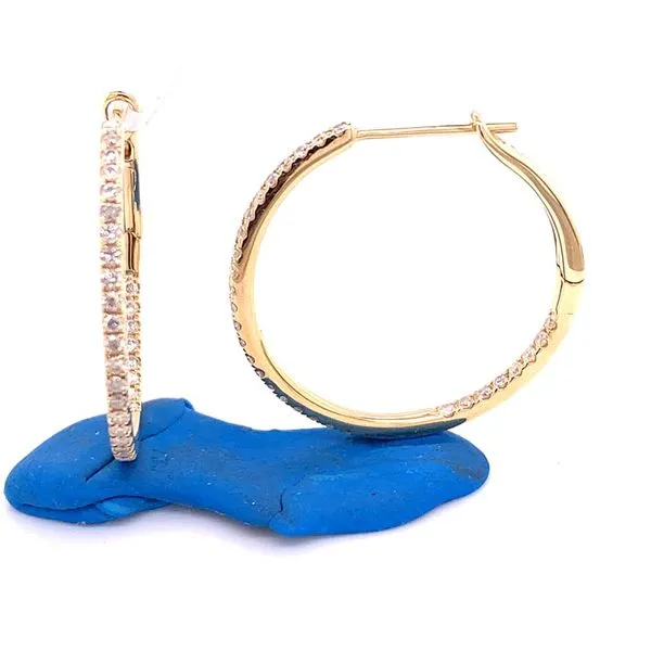 Diamond Hoops in 14 Karat Yellow Gold Tzfasman Jewelers Brooklyn, NY