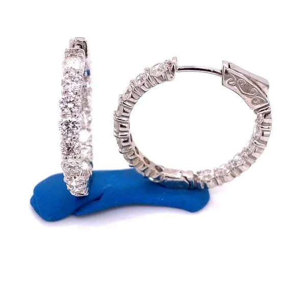 Diamond Hoops in 14 Karat White Gold Tzfasman Jewelers Brooklyn, NY