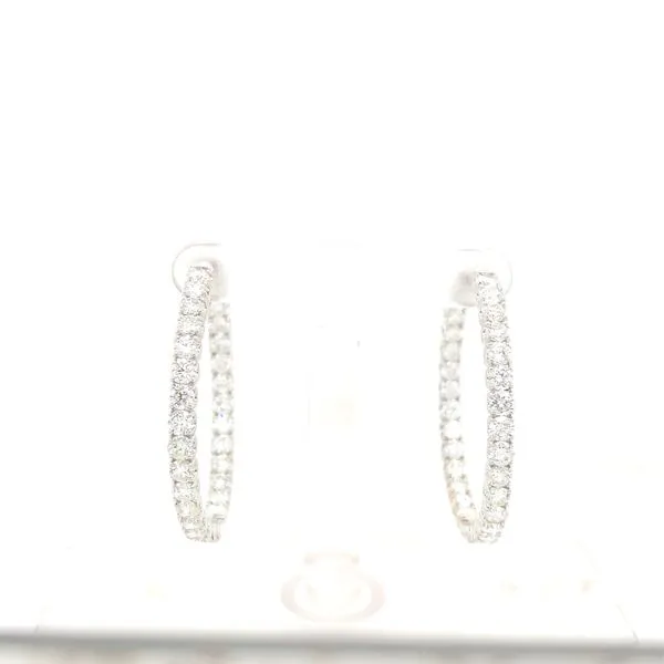 Diamond Hoops in 14 Karat White Gold Tzfasman Jewelers Brooklyn, NY