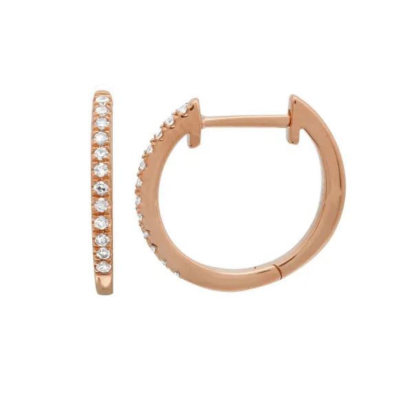 Diamond Hoops in 14 Karat Rose Gold Tzfasman Jewelers Brooklyn, NY