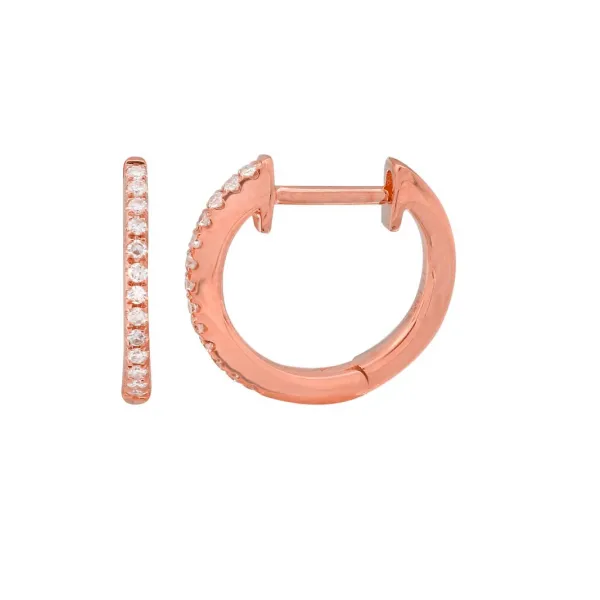 Diamond Hoops in 14 Karat Rose Gold Tzfasman Jewelers Brooklyn, NY