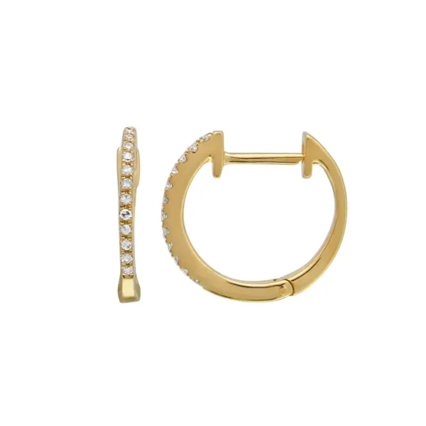 Diamond Hoops in 14 Karat Yellow Gold Tzfasman Jewelers Brooklyn, NY