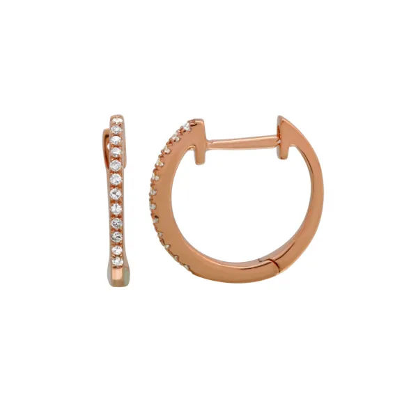 Diamond Hoops in 14 Karat Rose Gold Tzfasman Jewelers Brooklyn, NY