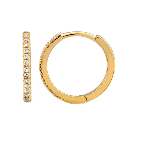 Diamond Hoops in 14 Karat Yellow Gold Tzfasman Jewelers Brooklyn, NY
