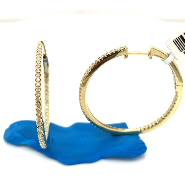 Diamond Hoops in 14 Karat Yellow Gold Tzfasman Jewelers Brooklyn, NY