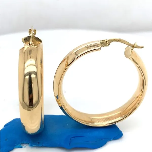 Diamond Hoops in 14 Karat Yellow Gold Tzfasman Jewelers Brooklyn, NY