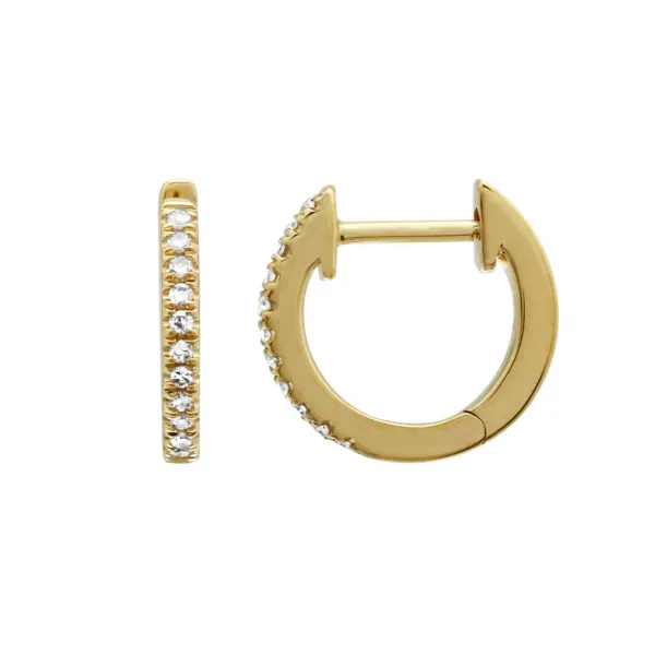Diamond Hoops in 14 Karat Yellow Gold Tzfasman Jewelers Brooklyn, NY