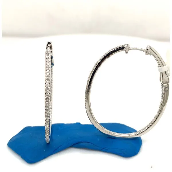 Diamond Hoops in 14 Karat White Gold Tzfasman Jewelers Brooklyn, NY