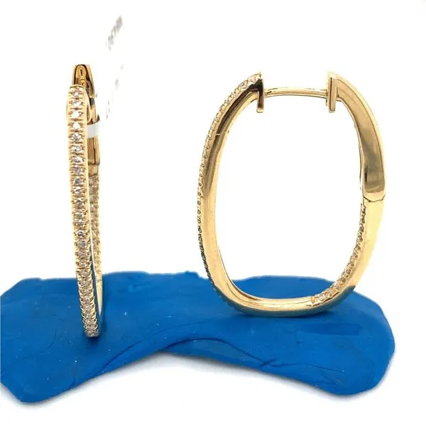 Diamond Hoops in 14 Karat Yellow Gold Tzfasman Jewelers Brooklyn, NY